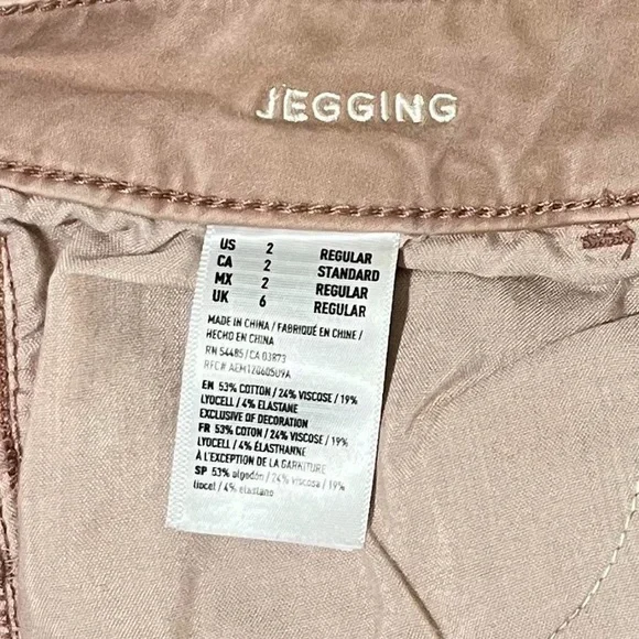 🦅 American Eagle Outfitters Jeggings~Women’s Sz 2 Reg~Rose/Pale Pink~Low-Rise - Picture 8 of 8